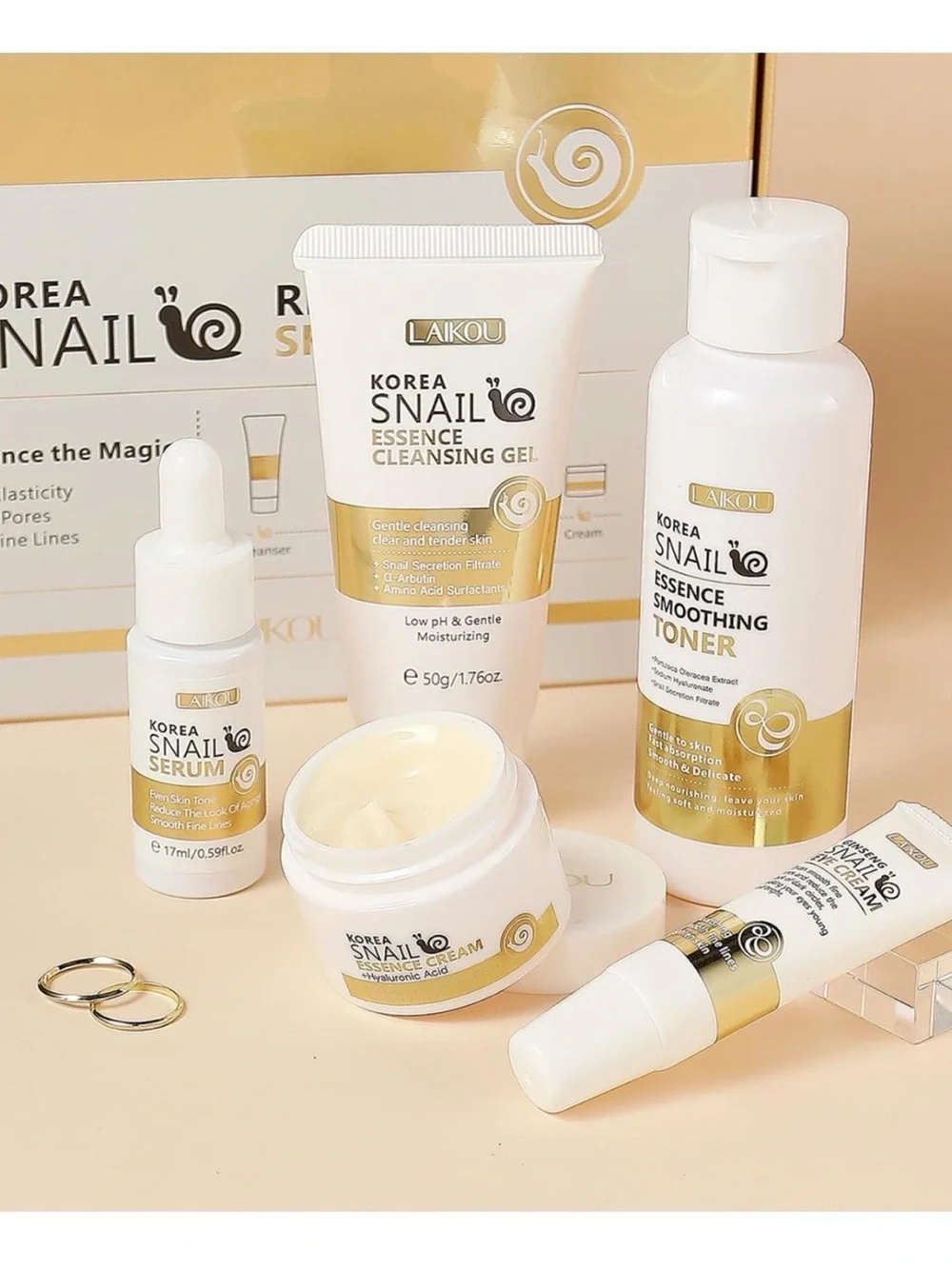 Laikou Korea Snail Essence Soothing Toner - White & Gold